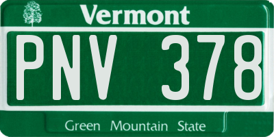 VT license plate PNV378
