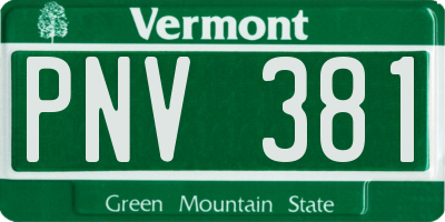 VT license plate PNV381