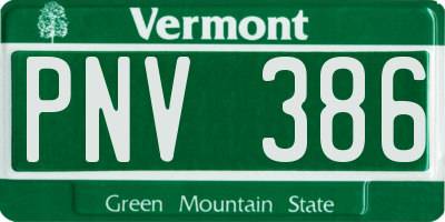 VT license plate PNV386