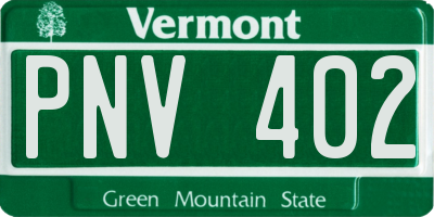 VT license plate PNV402