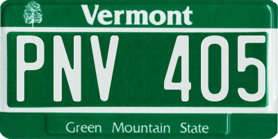 VT license plate PNV405