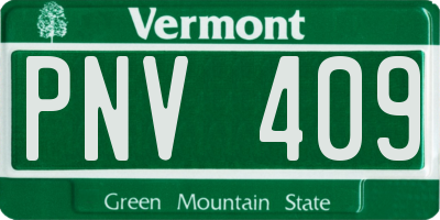 VT license plate PNV409