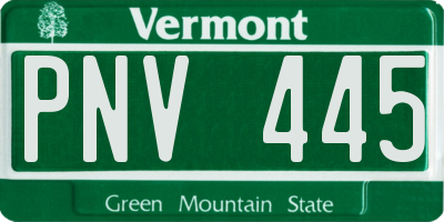 VT license plate PNV445