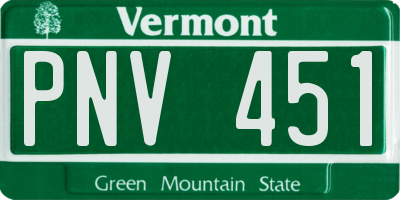 VT license plate PNV451