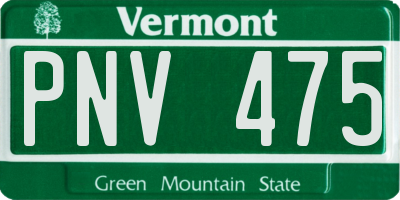 VT license plate PNV475
