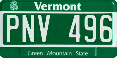 VT license plate PNV496