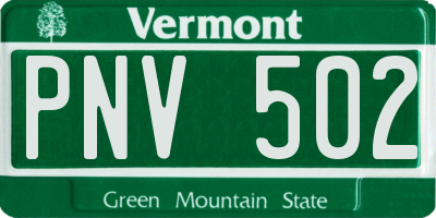VT license plate PNV502