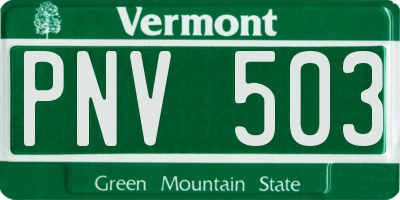 VT license plate PNV503