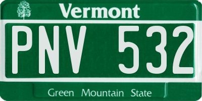 VT license plate PNV532