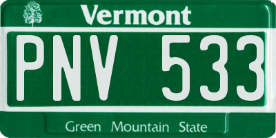 VT license plate PNV533