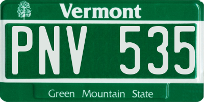 VT license plate PNV535