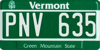 VT license plate PNV635