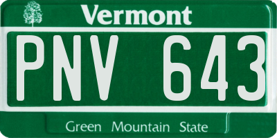VT license plate PNV643