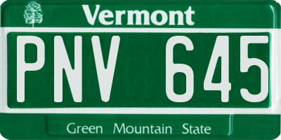 VT license plate PNV645