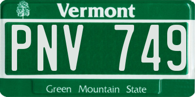 VT license plate PNV749