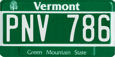 VT license plate PNV786