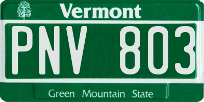 VT license plate PNV803