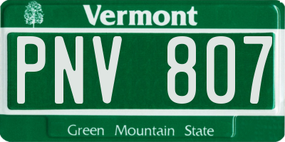 VT license plate PNV807