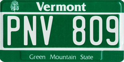 VT license plate PNV809