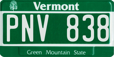 VT license plate PNV838