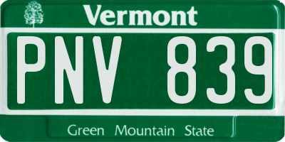 VT license plate PNV839