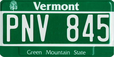 VT license plate PNV845