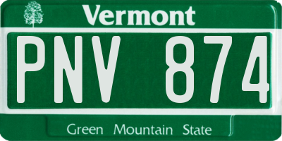 VT license plate PNV874