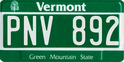 VT license plate PNV892