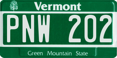 VT license plate PNW202