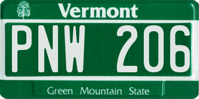 VT license plate PNW206