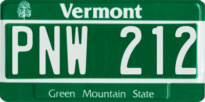 VT license plate PNW212