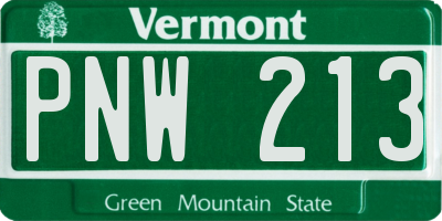 VT license plate PNW213