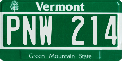 VT license plate PNW214