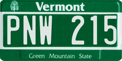 VT license plate PNW215