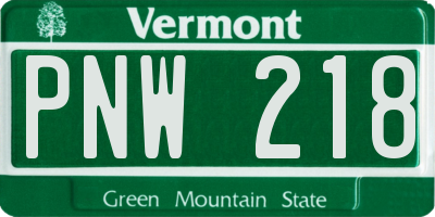 VT license plate PNW218