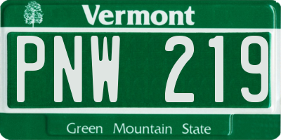 VT license plate PNW219