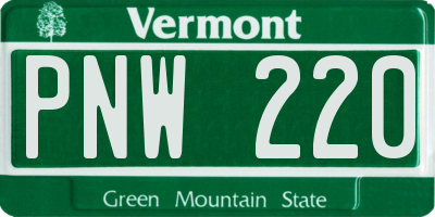 VT license plate PNW220