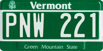 VT license plate PNW221
