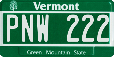 VT license plate PNW222