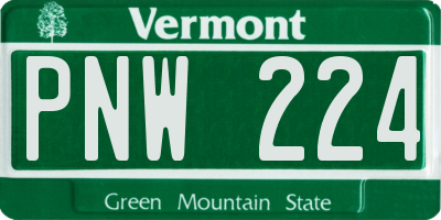 VT license plate PNW224