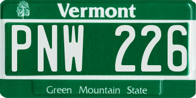 VT license plate PNW226