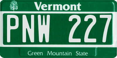 VT license plate PNW227