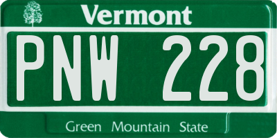 VT license plate PNW228