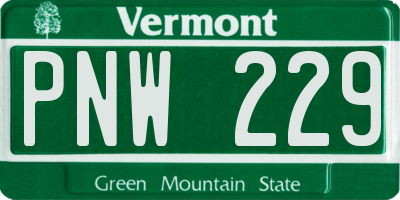 VT license plate PNW229