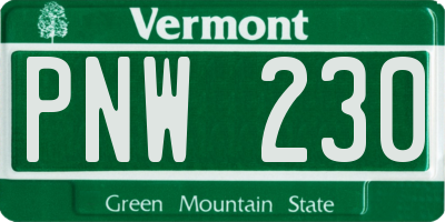 VT license plate PNW230