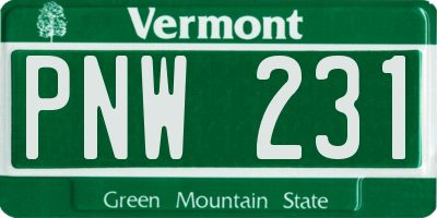 VT license plate PNW231