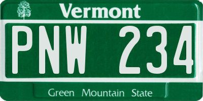 VT license plate PNW234