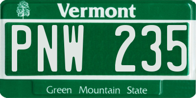 VT license plate PNW235