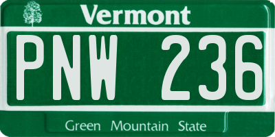 VT license plate PNW236