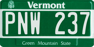 VT license plate PNW237